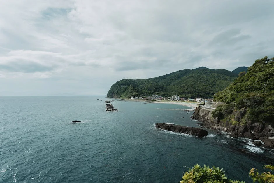 Breathtaking view of the coastline in Nishi-Izu, Shizuoka Prefecture, Japan. Perfect for nature and travel enthusiasts.