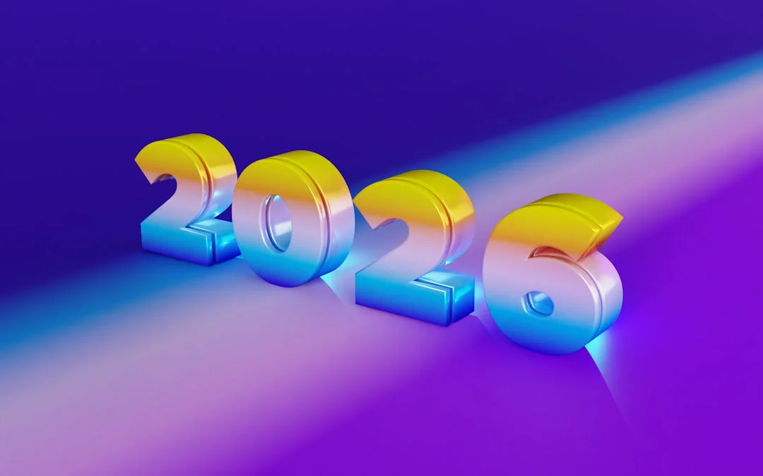 3D numbers 2026 on a purple gradient background