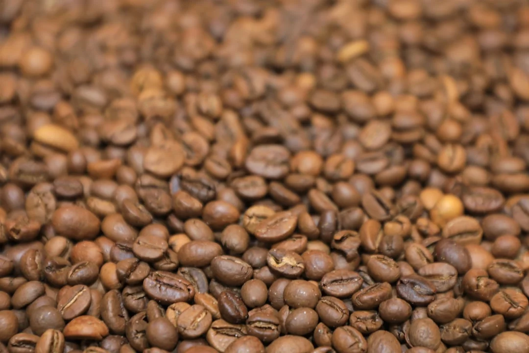 brown coffee beans in tilt shift lens